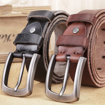 Grit & Grain: Genuine Cowhide Belt for Men with Rugged Alloy Buckle