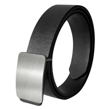 The Silverplate – Sleek Faux Leather Belt with Polished Buckle