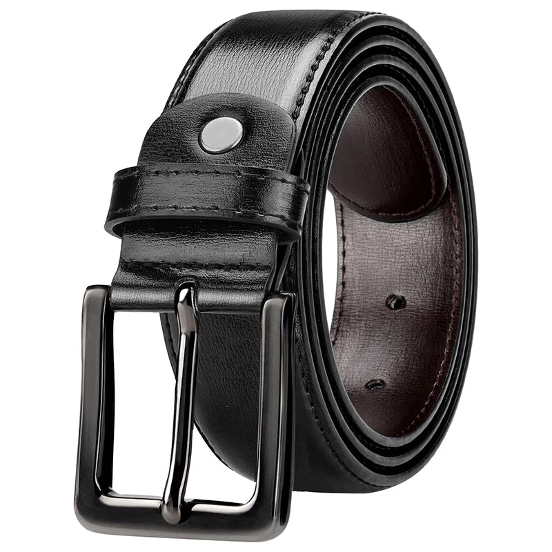 black dress belt for men The Blackline – Classic Leather Belt for Everyday Sophistication Silver Buckle / 45in (115cm)