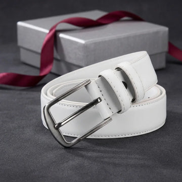 The Ivoryline - Formal White PU Leather Belt for Men